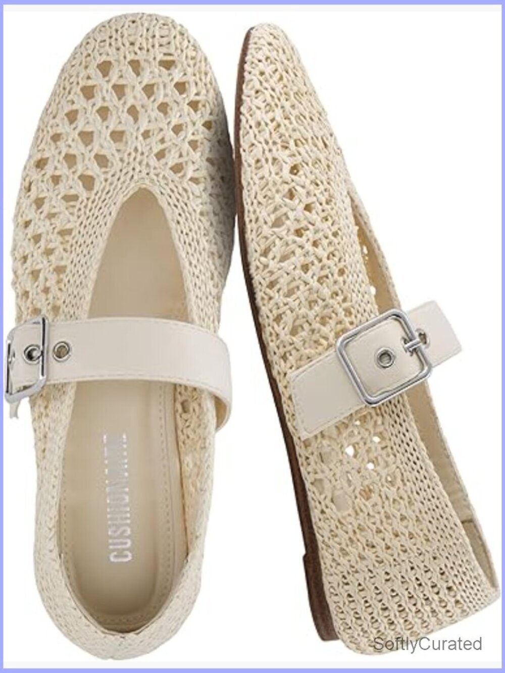 Woven Mary Jane Ballet Flats with Memory Foam Cushioning and Adjustable Buckle